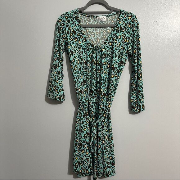 Mud Pie elastic waist with tie green and yellow dress size L - Picture 1 of 7